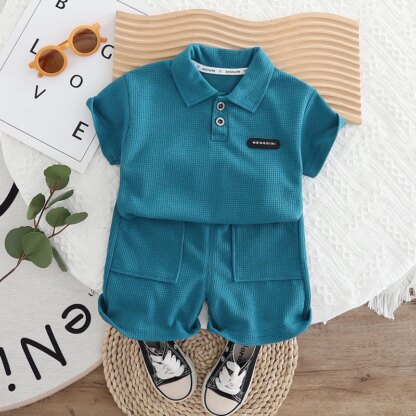 Boys' set 0-5 Years old Children's short sleeved Polo shirt casual shorts Two-piece set comfortable clothes For Boys' Babies - Image 4
