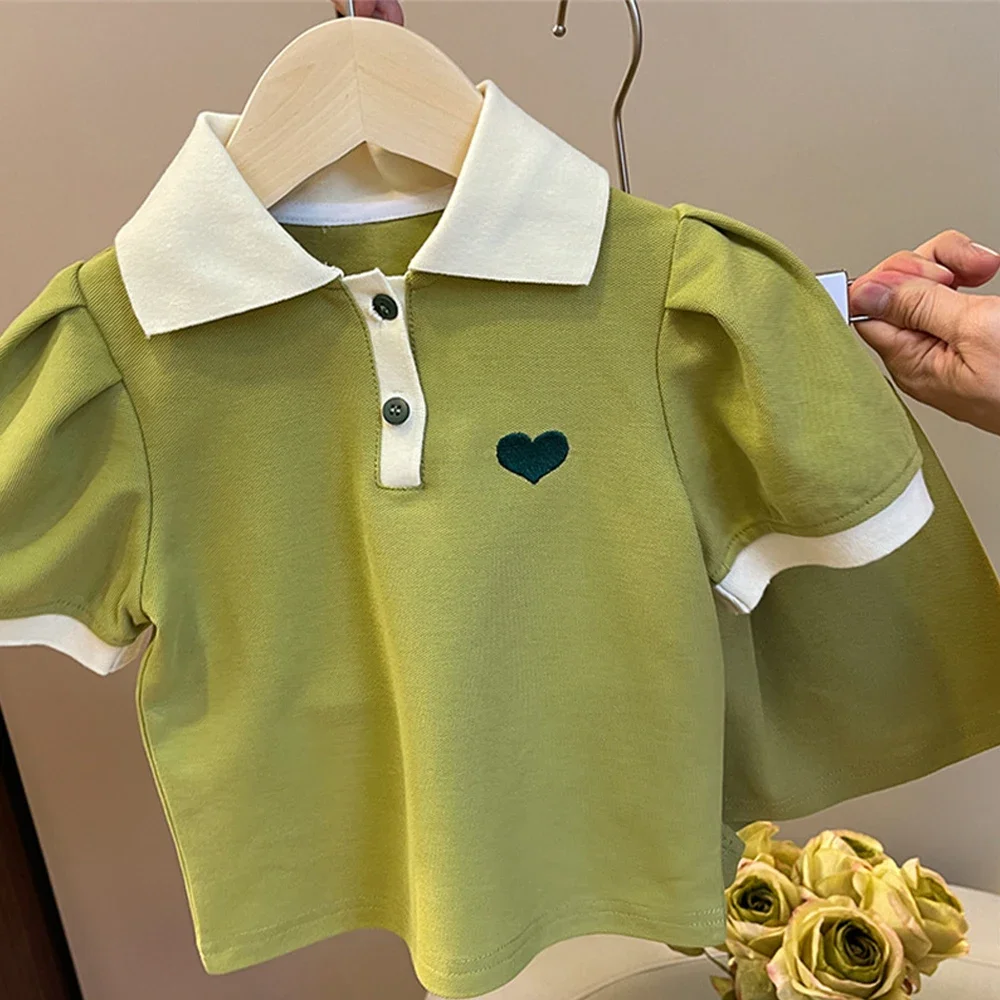 Children's Clothing Sets Korea Short Sleeved Casual Shirt Dress Polo T-shirt+Shorts Sets Sisters Girls Summer Kids Clothes Girls