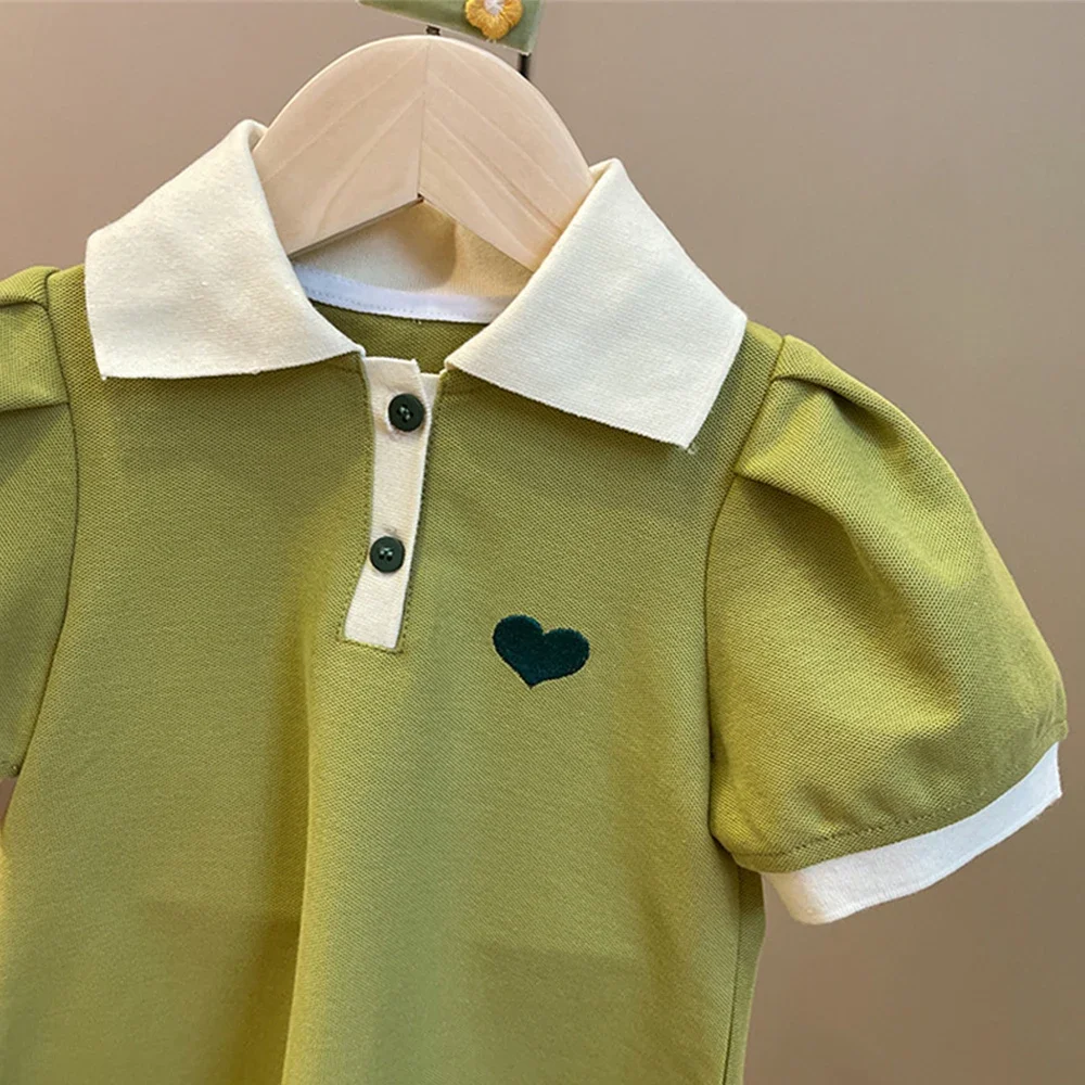 Children's Clothing Sets Korea Short Sleeved Casual Shirt Dress Polo T-shirt+Shorts Sets Sisters Girls Summer Kids Clothes Girls