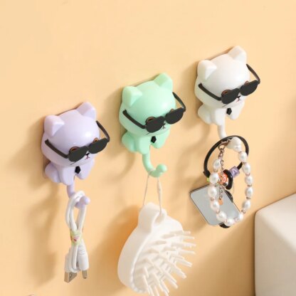 4pcs Kitten Hooks Cartoon Cats Wall Hook Wall Hanging Hanger Rack Key Holder Home Storage Utility Wall Decoration for Clothe Hat - Image 5