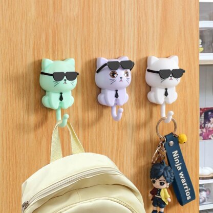 4pcs Kitten Hooks Cartoon Cats Wall Hook Wall Hanging Hanger Rack Key Holder Home Storage Utility Wall Decoration for Clothe Hat - Image 4