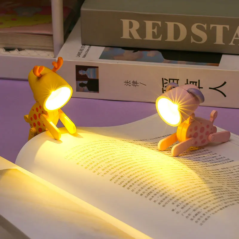LED Mini Night Light Cute Dog Deer Foldable Desk Lamps Desktop Ornament Book Light Kids Room Bedside Bedroom Decor Holiday Gifts LED Mini Night Light Cute Dog Deer Foldable Desk Lamps Desktop Ornament Book Light Kids Room Bedside Bedroom Decor Holiday Gifts