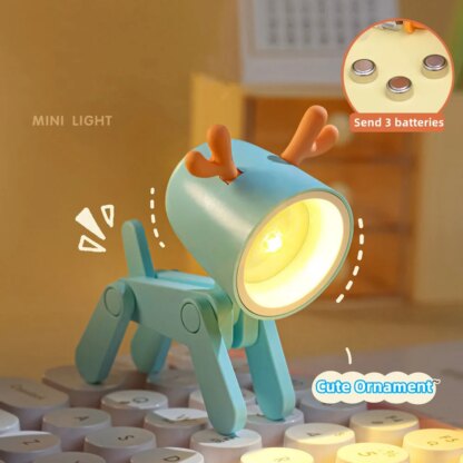 ⁦LED Mini Night Light Cute Dog Deer Foldable Desk Lamps Desktop Ornament Book Light Kids Room Bedside Bedroom Decor Holiday Gifts⁩ - الصورة ⁦2⁩