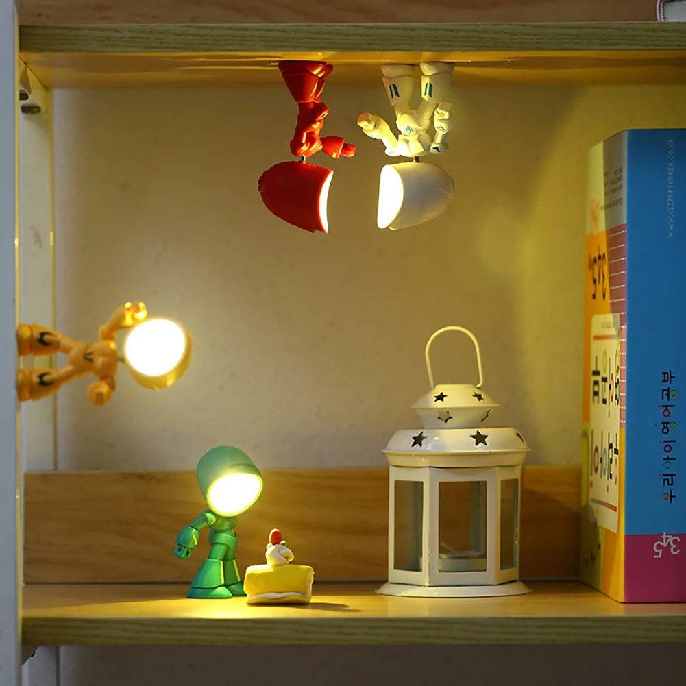 1pc Mini Cute Cartoon Pet Table Lamp Folding Dimmiable Adjustable Angle AAA Battery Powered LED Night Light Eye Protection Lamp