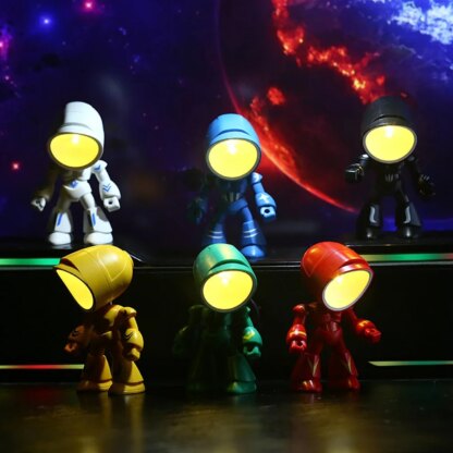 ⁦Mini Night Light LED Cartoon Cute Hero Police Desk Lamp Desktop Ornament Bedside Bedroom Table Lights Children Boy Holiday Gifts⁩ - الصورة ⁦5⁩