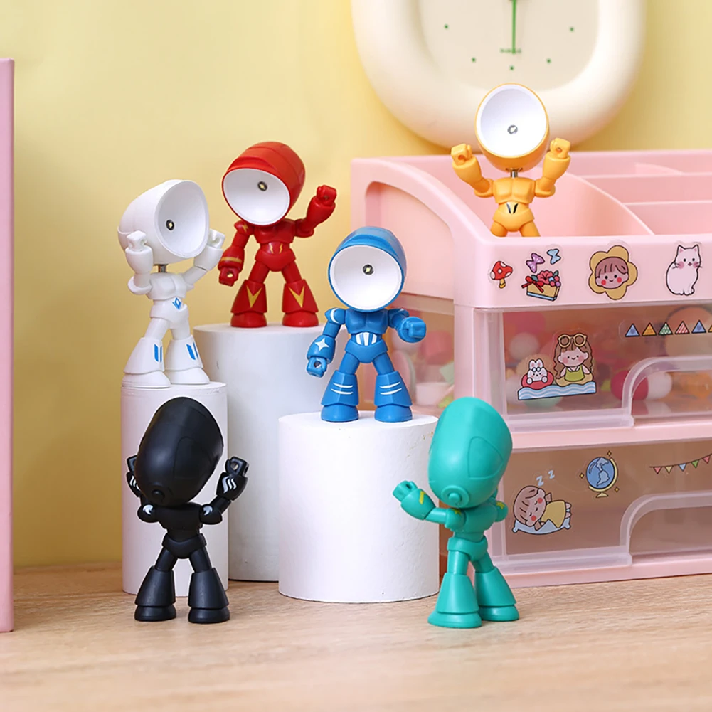 Mini Night Light LED Cartoon Cute Hero Police Desk Lamp Desktop Ornament Bedside Bedroom Table Lights Children Boy Holiday Gifts