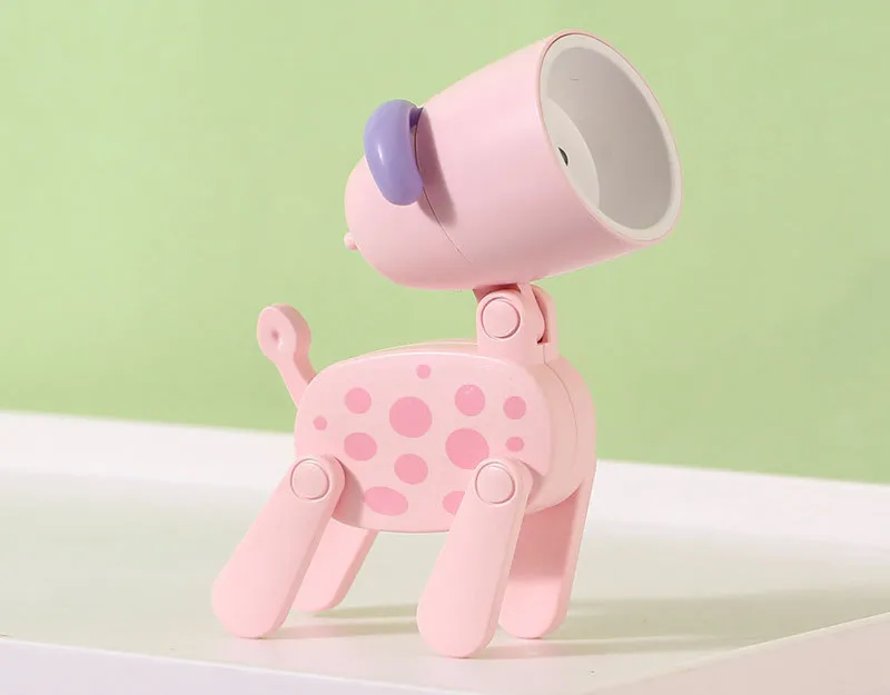 Mini Led Night Lights Folding Desk Lamp Cartoon Cute Pet Dog Deer Shape Nightlights Adjustable Kids Bedroom Bedside Decor Gift