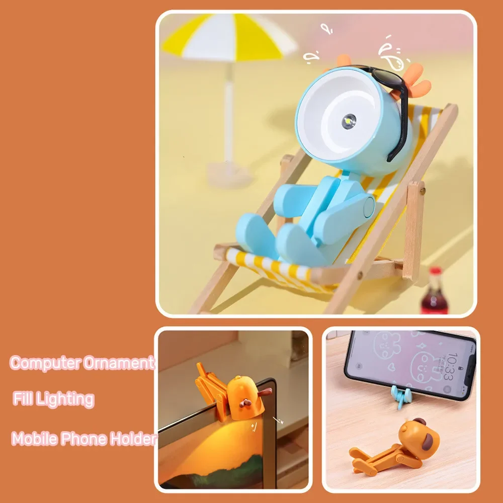 LED Night Light Mini Folding Desk Lamp Cute Pet Lights Dog Puppy Portable Night Light Student Living Room Decor Gift