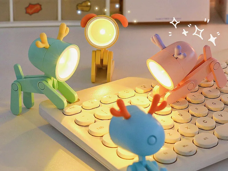 LED Mini Night Light Cute Dog Deer Foldable Desk Lamps Desktop Ornament Book Light Kids Room Bedside Bedroom Decor Holiday Gifts LED Mini Night Light Cute Dog Deer Foldable Desk Lamps Desktop Ornament Book Light Kids Room Bedside Bedroom Decor Holiday Gifts