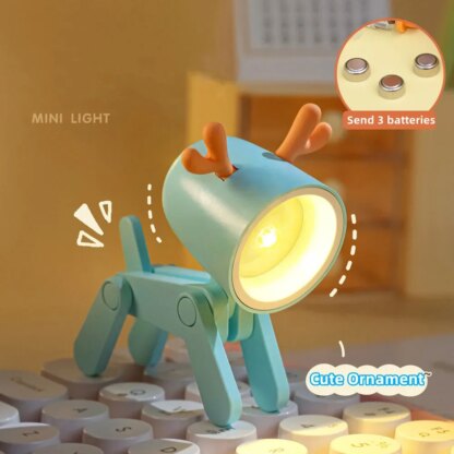 ⁦LED Mini Night Light Cute Dog Deer Foldable Desk Lamps Desktop Ornament Book Light Kids Room Bedside Bedroom Decor Holiday Gifts⁩ - الصورة ⁦2⁩