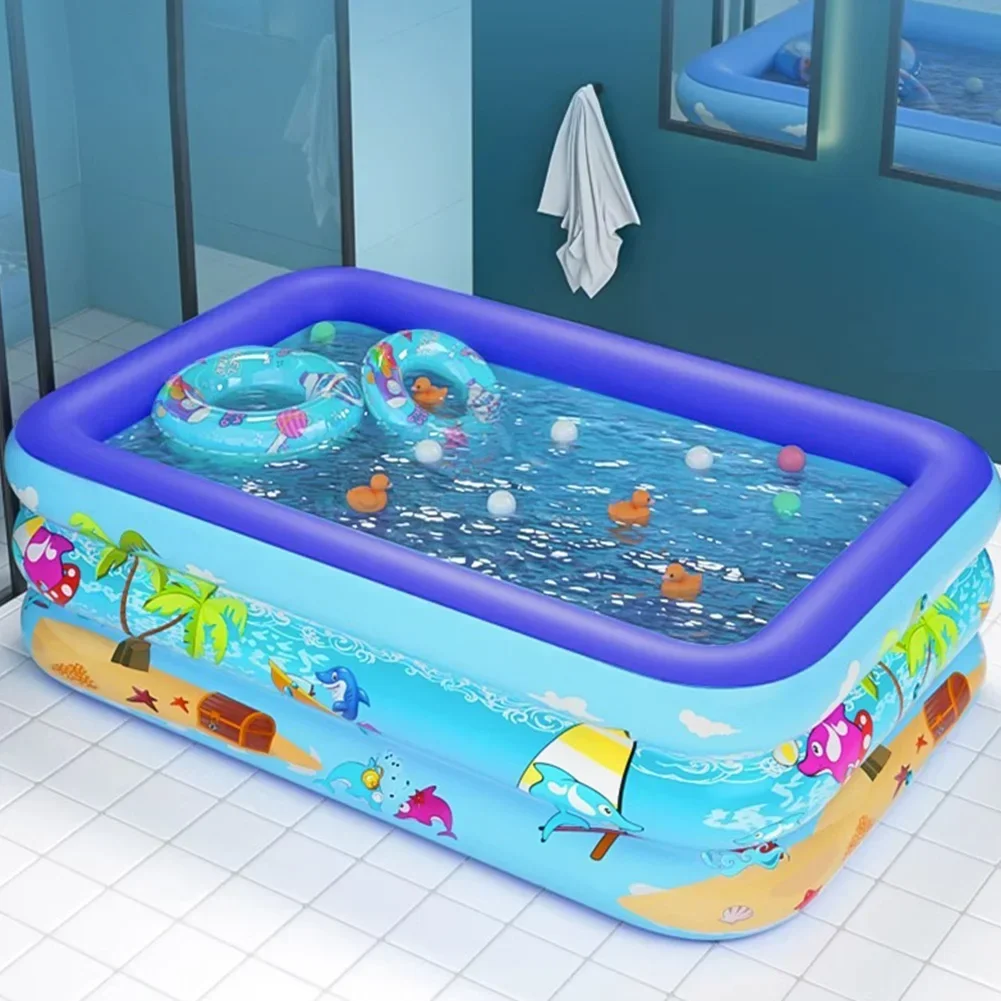 110-180CM Inflatable Swimming Pool Indoor Outdoor PVC Swimming Pool Cartoon Thickening Swimming Pool for Toddler Kids Pool