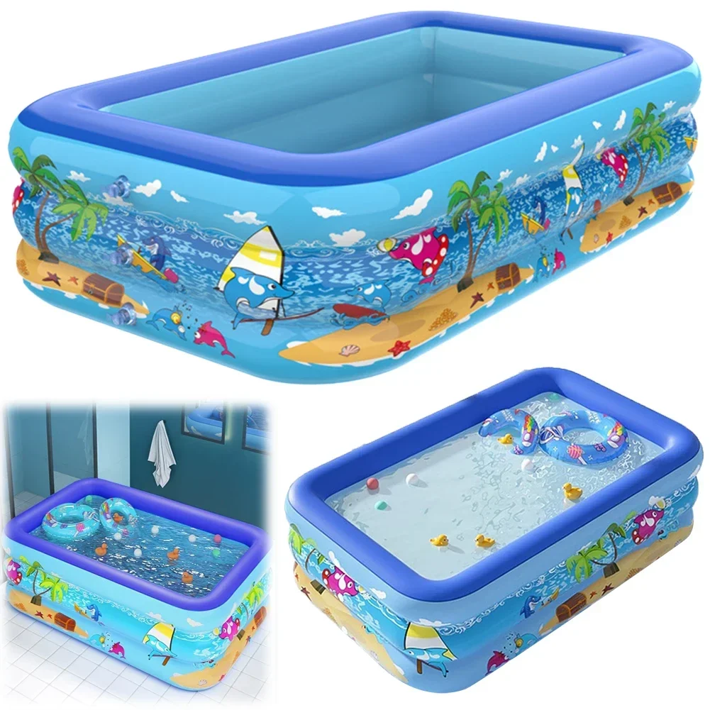 110-180CM Inflatable Swimming Pool Indoor Outdoor PVC Swimming Pool Cartoon Thickening Swimming Pool for Toddler Kids Pool