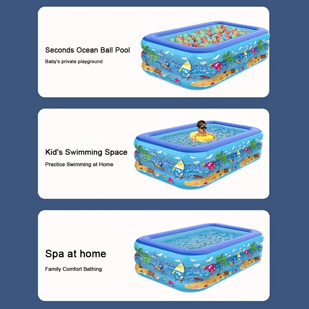 110-180CM Inflatable Swimming Pool Indoor Outdoor PVC Swimming Pool Cartoon Thickening Swimming Pool for Toddler Kids Pool