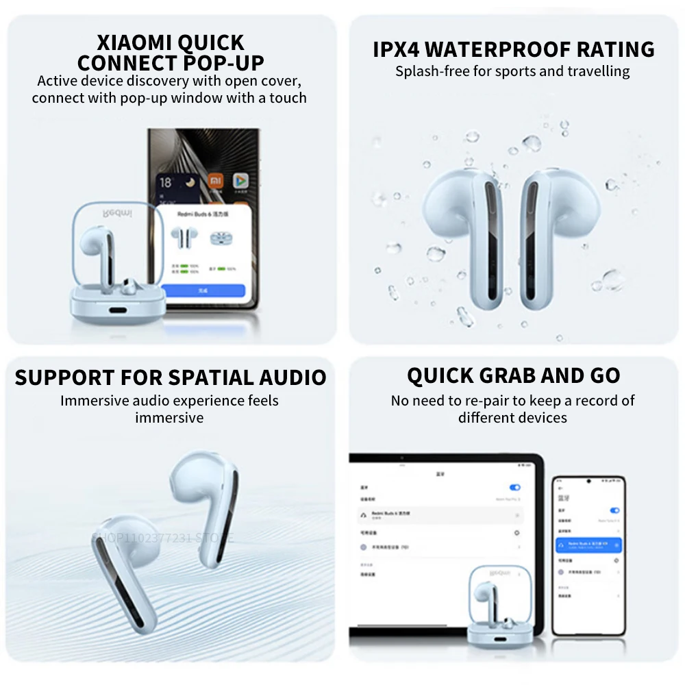 New Xiaomi Redmi Buds 6 Vitality Edition Bluetooth 5.4 Noise Reduction Earphone 30H Battery Life 5 Tuning Modes Wireless Headset