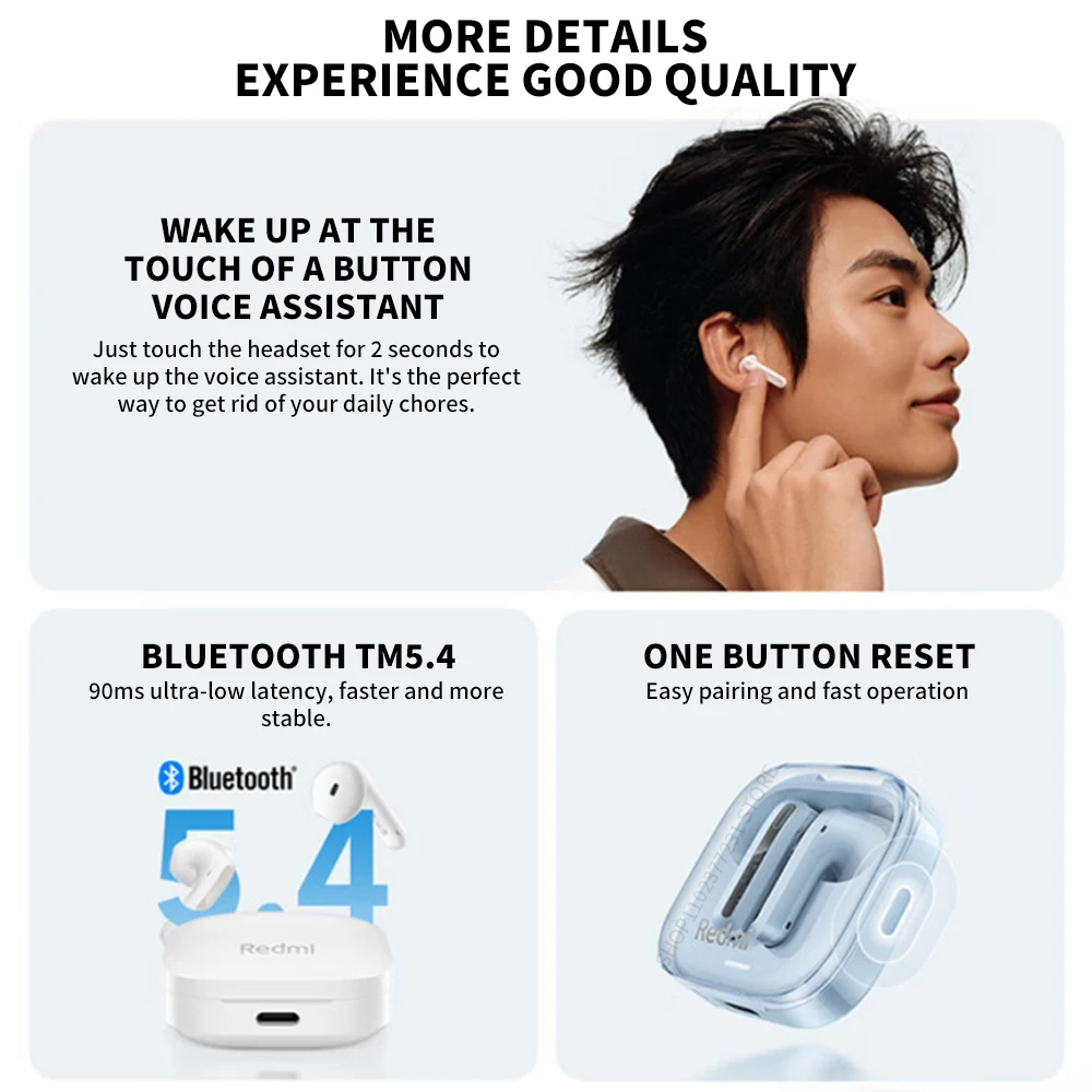New Xiaomi Redmi Buds 6 Vitality Edition Bluetooth 5.4 Noise Reduction Earphone 30H Battery Life 5 Tuning Modes Wireless Headset