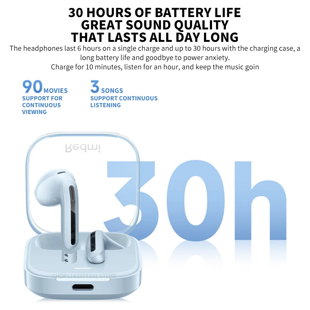 New Xiaomi Redmi Buds 6 Vitality Edition Bluetooth 5.4 Noise Reduction Earphone 30H Battery Life 5 Tuning Modes Wireless Headset