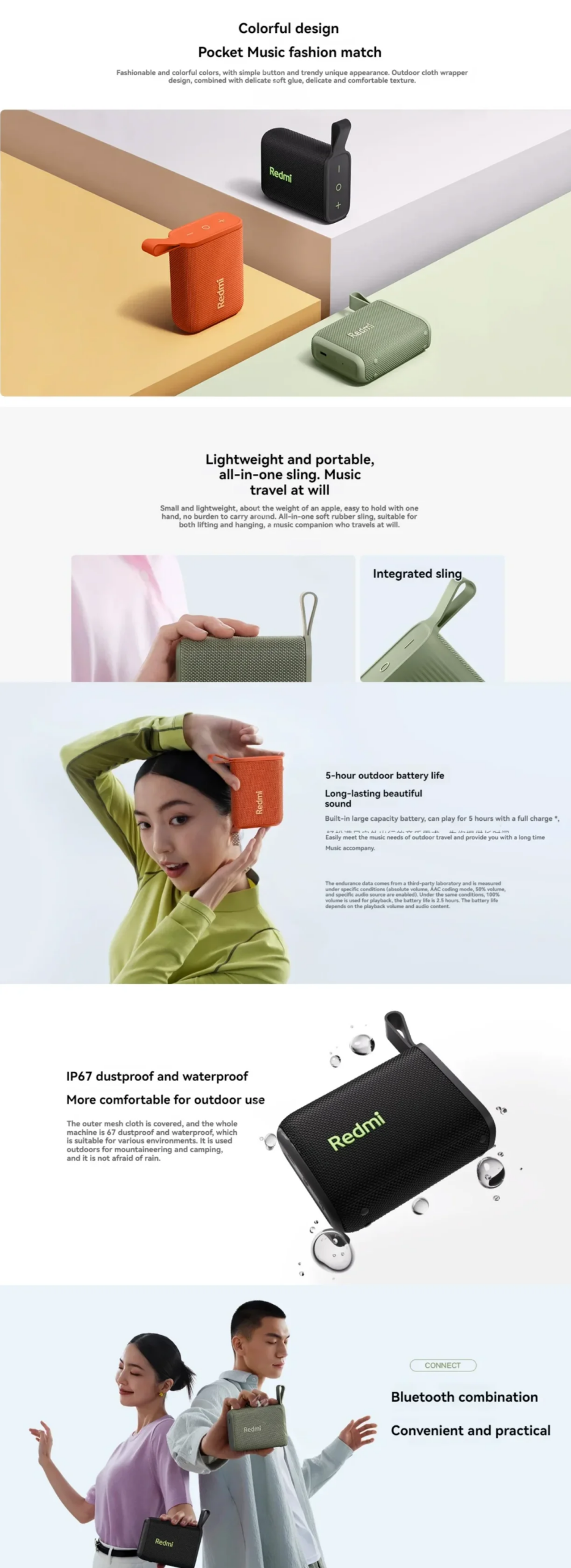 Original Xiaomi Redmi Speaker Portable Outdoor IP67 Stereo Powerful Sound Box Bluetooth RGB Dual Pairing TWS Speaker  ﻿