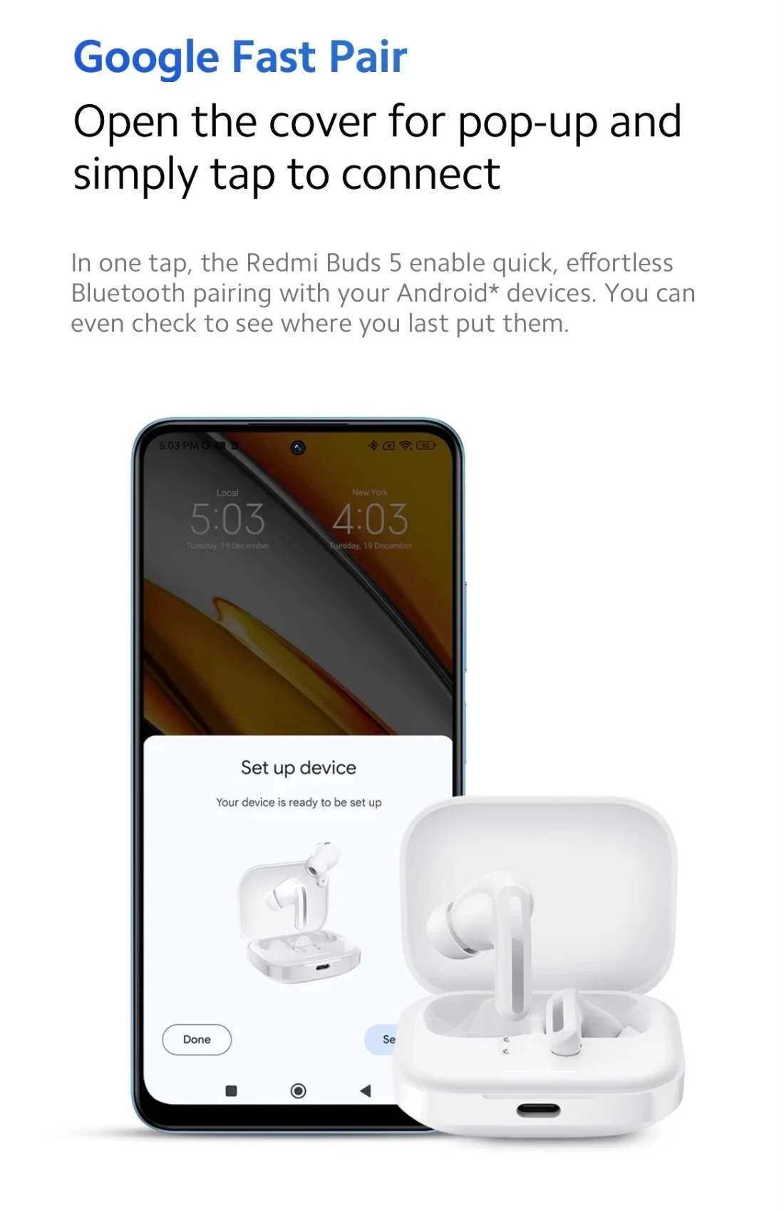 Xiaomi Redmi Buds 5 Earphone 46dB Active Noise Cancellation Bluetooth 5.3 TWS ANC Headset 40h Long Battery Life Touch Control