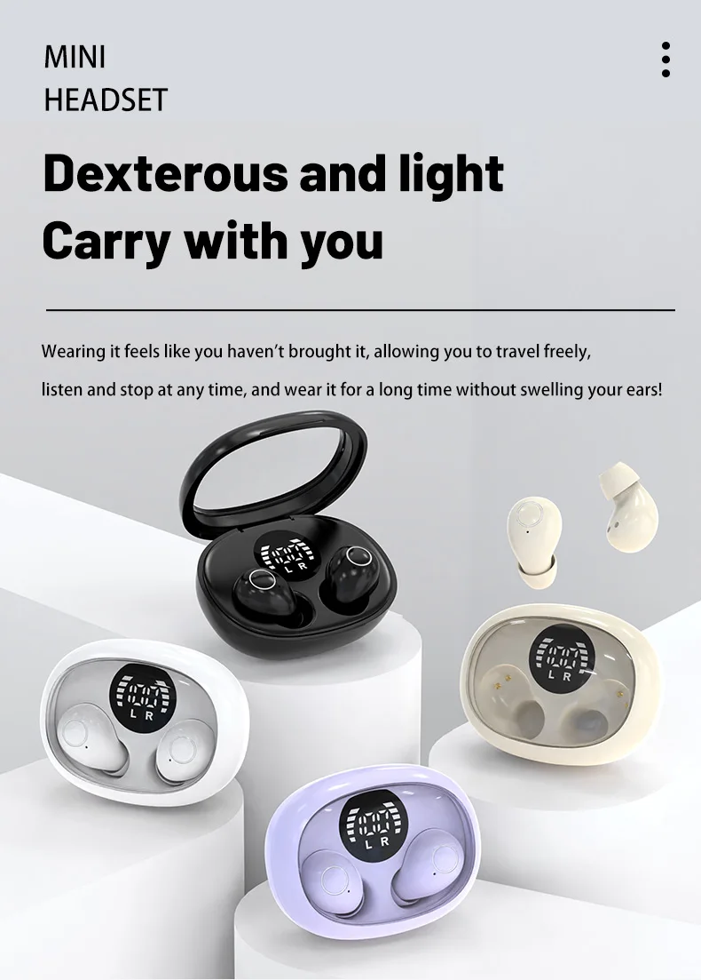 SK32 Mini Sleeping 5.4 Bluetooth Earphone Wireless Headphones Sport Running Invisible Earbuds HIFI Bass For Xiaomi Redmi Headset
