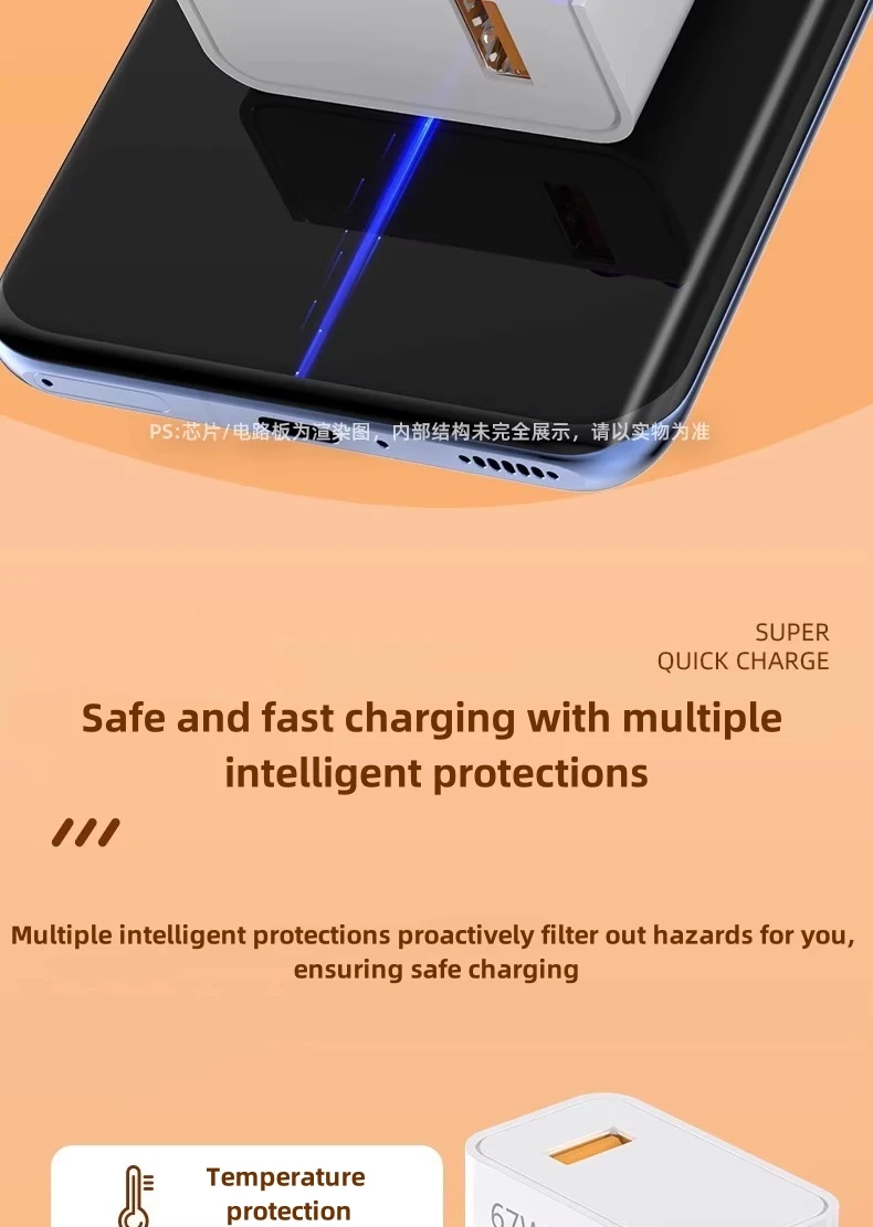 67W USB Fast Charger for Xiaomi 14 13 12 11 10 Ultra Redmi Note 12T 13 Pro Turbo Quick Charge Type C USB Charging Cable