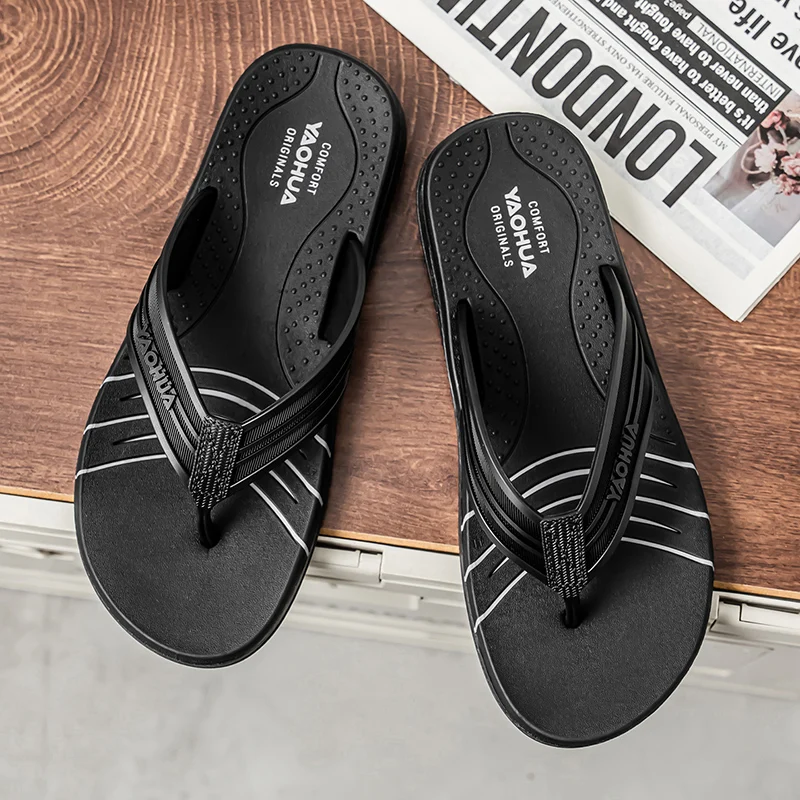 YRZL Summer Flip Flops Men Non Slip Beach Sandals Lightweight Slides Shoes Comfortable Outdoor Pool Slippers Mens Sport Sandals