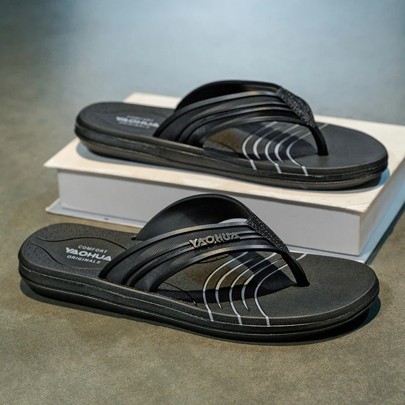 YRZL Summer Flip Flops Men Non Slip Beach Sandals Lightweight Slides Shoes Comfortable Outdoor Pool Slippers Mens Sport Sandals