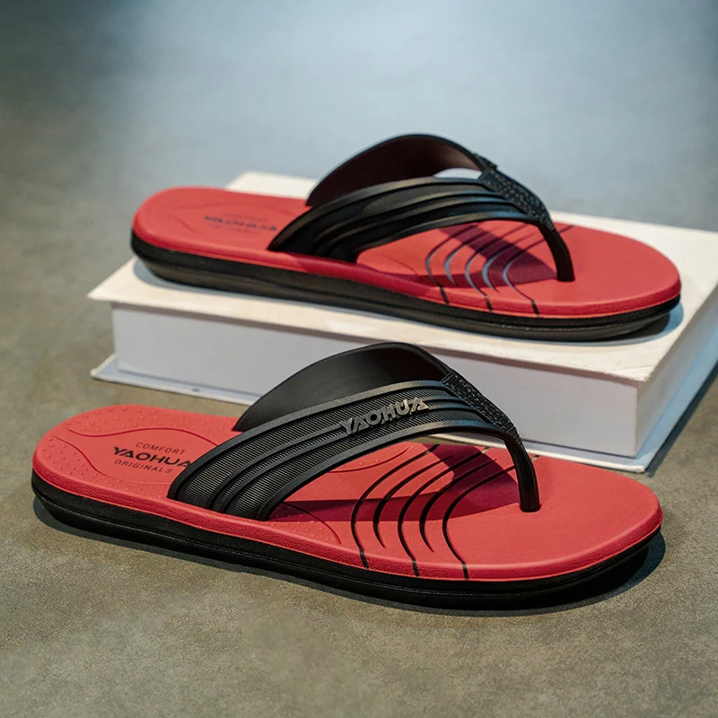 YRZL Summer Flip Flops Men Non Slip Beach Sandals Lightweight Slides Shoes Comfortable Outdoor Pool Slippers Mens Sport Sandals