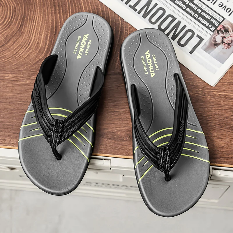 YRZL Summer Flip Flops Men Non Slip Beach Sandals Lightweight Slides Shoes Comfortable Outdoor Pool Slippers Mens Sport Sandals