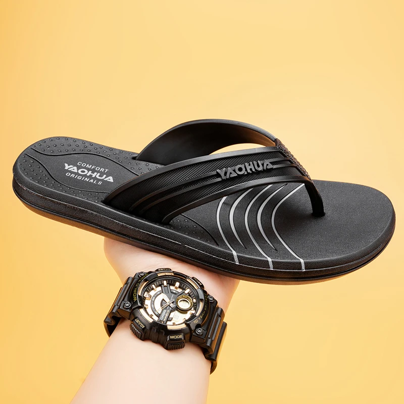 YRZL Summer Flip Flops Men Non Slip Beach Sandals Lightweight Slides Shoes Comfortable Outdoor Pool Slippers Mens Sport Sandals