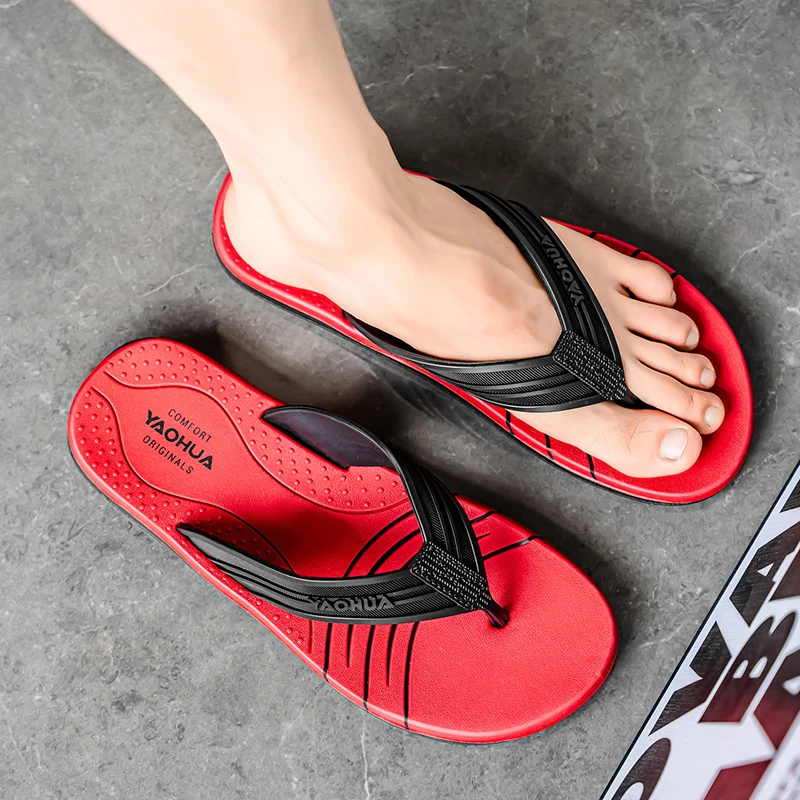 YRZL Summer Flip Flops Men Non Slip Beach Sandals Lightweight Slides Shoes Comfortable Outdoor Pool Slippers Mens Sport Sandals