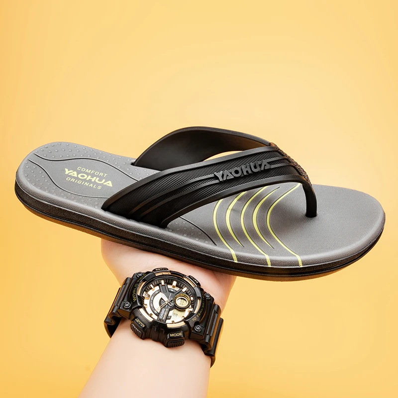 YRZL Summer Flip Flops Men Non Slip Beach Sandals Lightweight Slides Shoes Comfortable Outdoor Pool Slippers Mens Sport Sandals