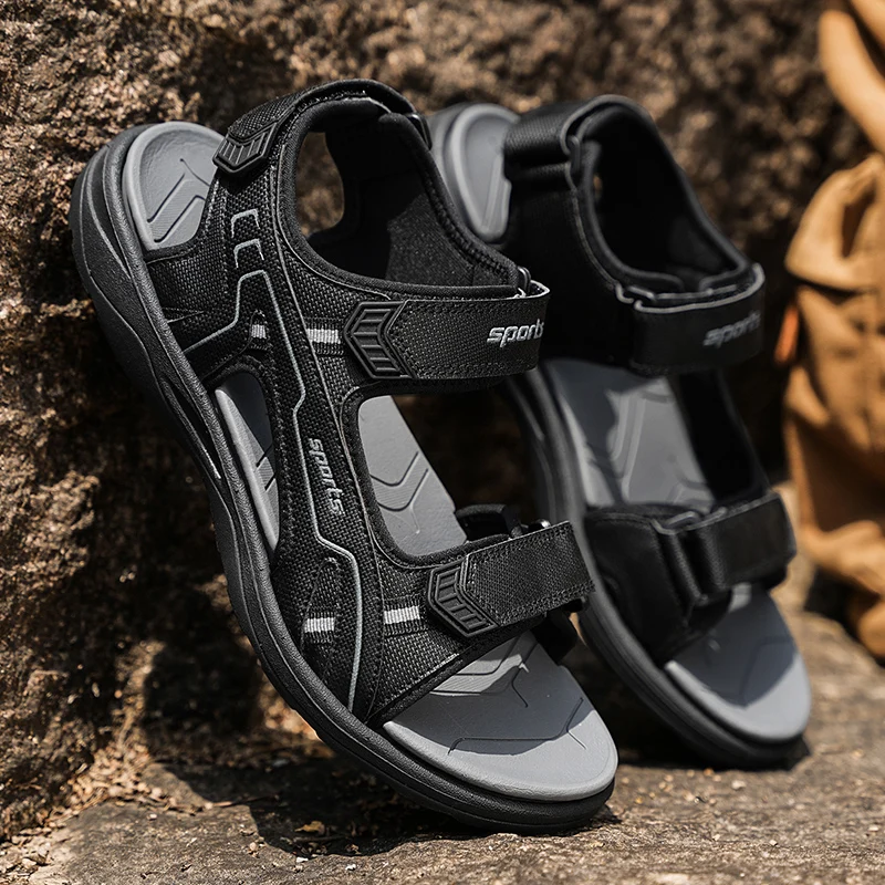 Summer Outdoor Men's Sandals Casual Anti-Slip Thick Bottom Soft Hiking Beach Flat Shoes TPR Outsole for Men Sport Running Sandal