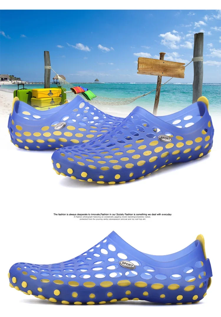 Summer new men's and women's hollow sandals men's anti slip breathable perforated shoes casual sports beach shoes water shoes