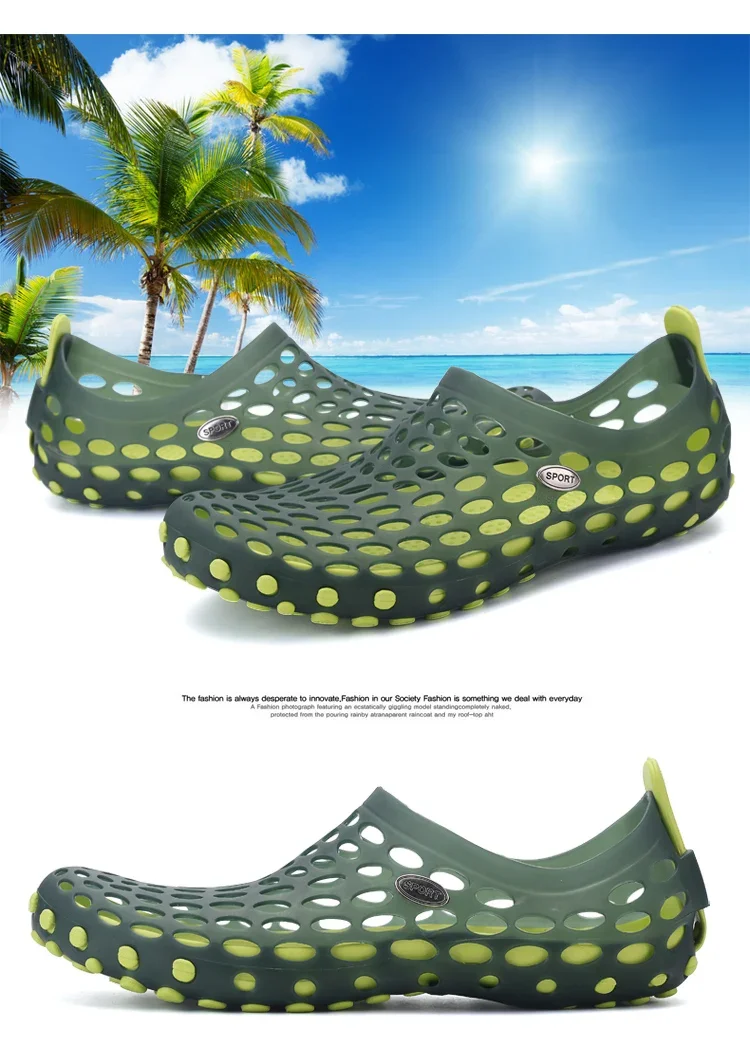 Summer new men's and women's hollow sandals men's anti slip breathable perforated shoes casual sports beach shoes water shoes