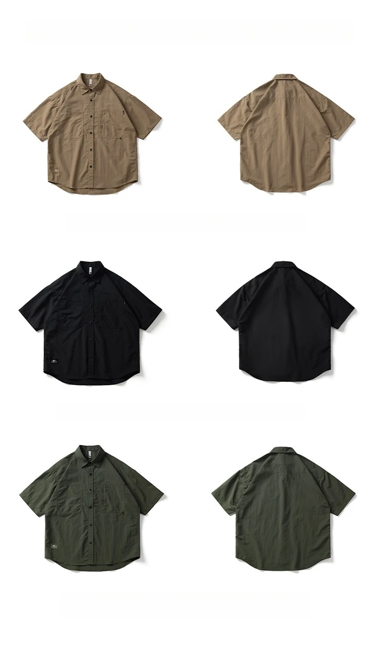 Japanese Vintage Men Summer Cargo Shirt Quick Dry Lightweight Loose Fit Button Down Casual Oversized Short Sleeve Thin Coat Japanese Vintage Men Summer Cargo Shirt Quick Dry Lightweight Loose Fit Button Down Casual Oversized Short Sleeve Thin Coat