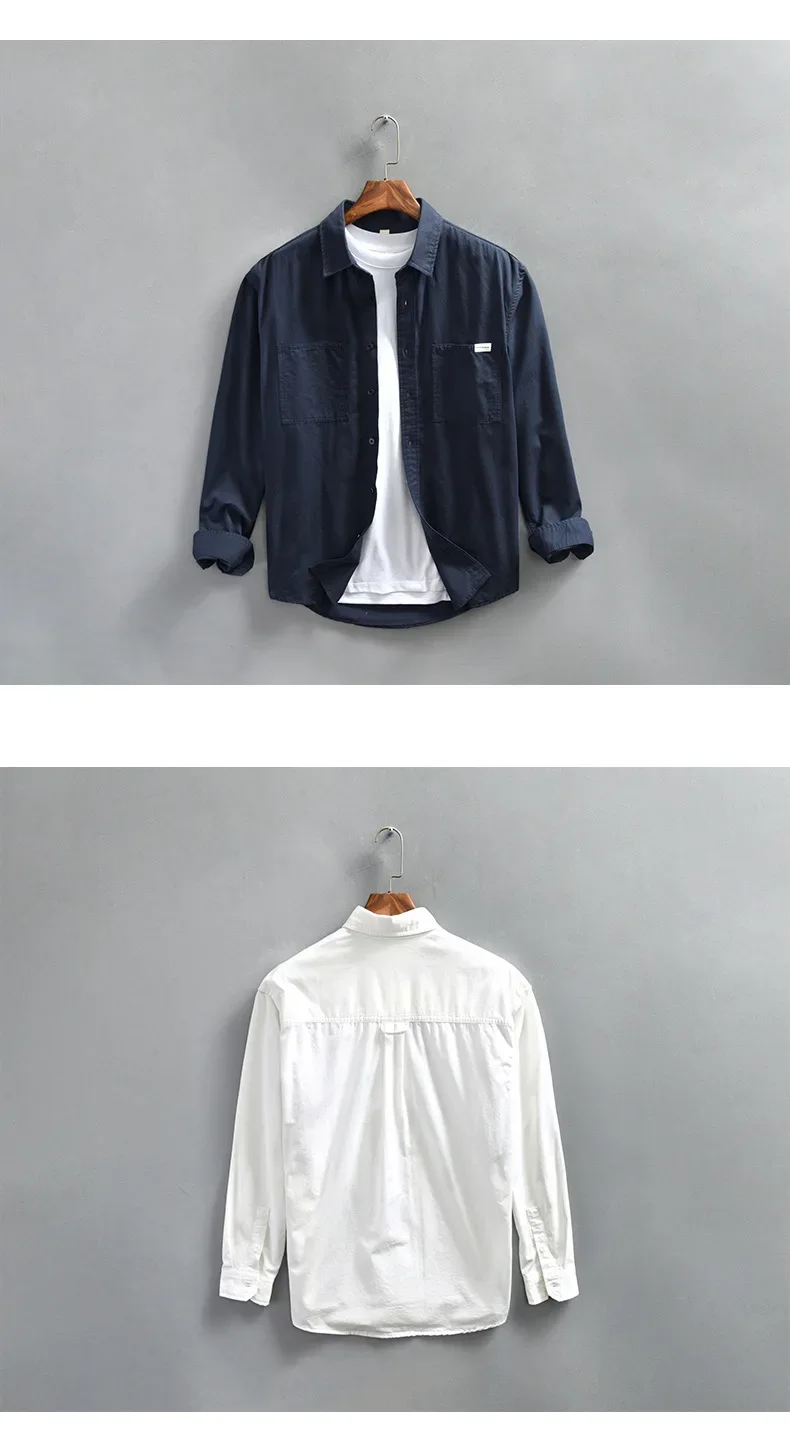 4XL Japan Style 100% Cotton Men Shirt 2024 Spring New Long Sleeve Blouses for Youth Preppy Retro Solid Pure Workwear Cargo Coats 4XL Japan Style 100% Cotton Men Shirt 2024 Spring New Long Sleeve Blouses for Youth Preppy Retro Solid Pure Workwear Cargo Coats