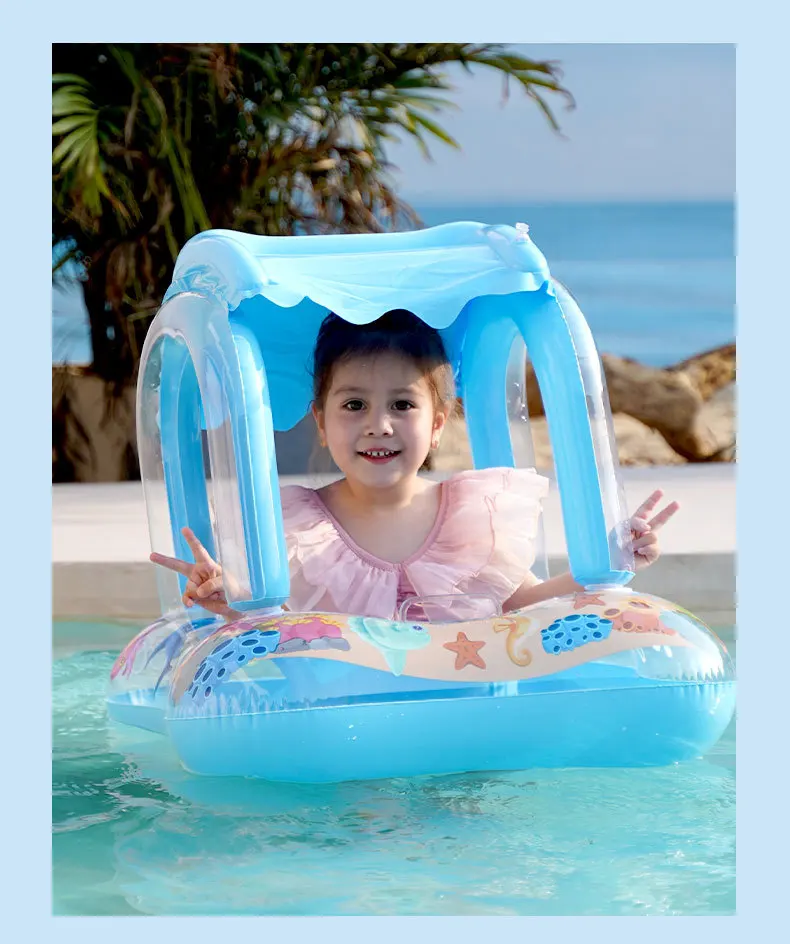 Big Inflatable Baby Swimming Rings Seat Floating Sun Shade Toddler Swim Circle Fun Pool Bathtub Beach Party Summer Water Toys