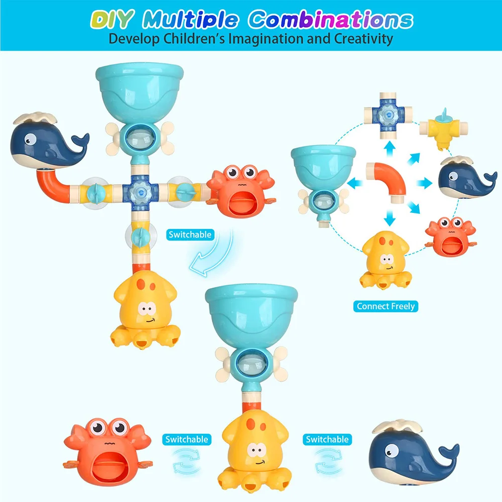 Baby Bath Toys Bathtub DIY Pipes Tubes Bath Time Water Game Spray Swimming Bathroom Toys for Toddlers Kids Gifts Birthday Gift Baby Bath Toys Bathtub DIY Pipes Tubes Bath Time Water Game Spray Swimming Bathroom Toys for Toddlers Kids Gifts Birthday Gift