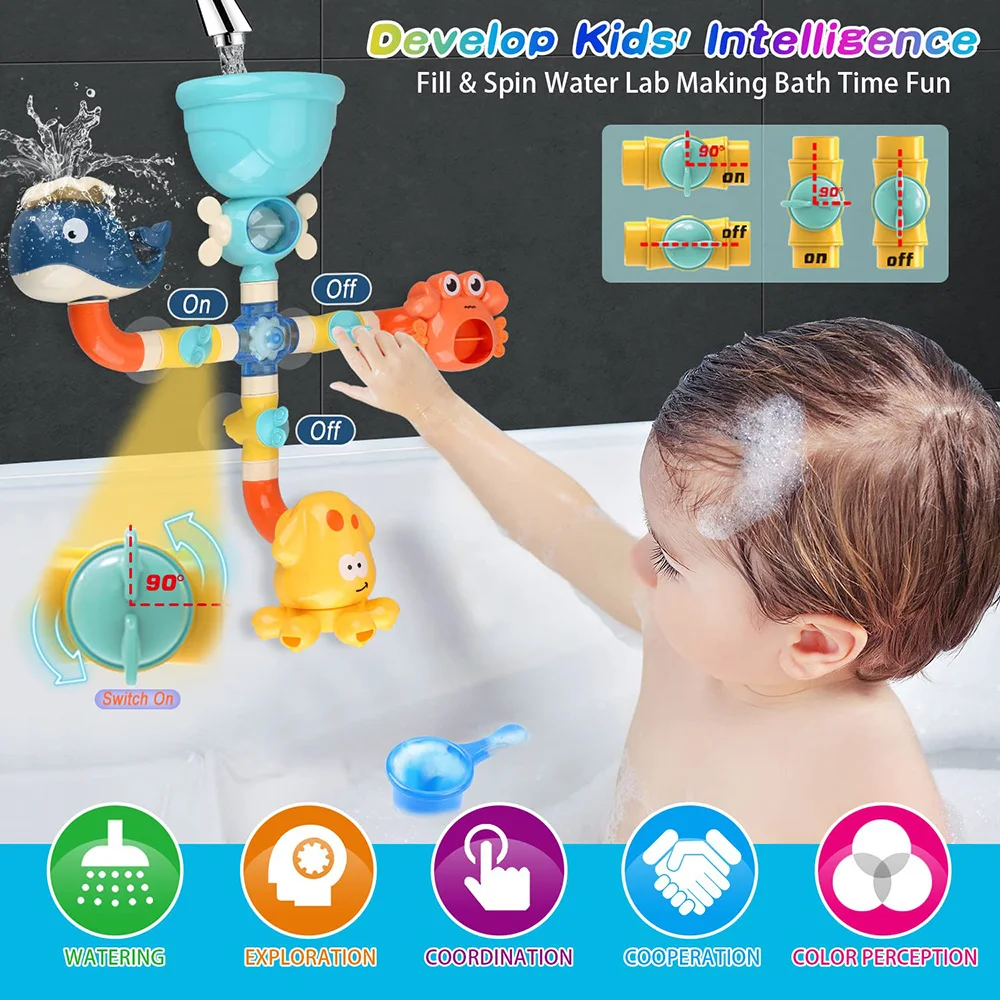 Baby Bath Toys Bathtub DIY Pipes Tubes Bath Time Water Game Spray Swimming Bathroom Toys for Toddlers Kids Gifts Birthday Gift Baby Bath Toys Bathtub DIY Pipes Tubes Bath Time Water Game Spray Swimming Bathroom Toys for Toddlers Kids Gifts Birthday Gift