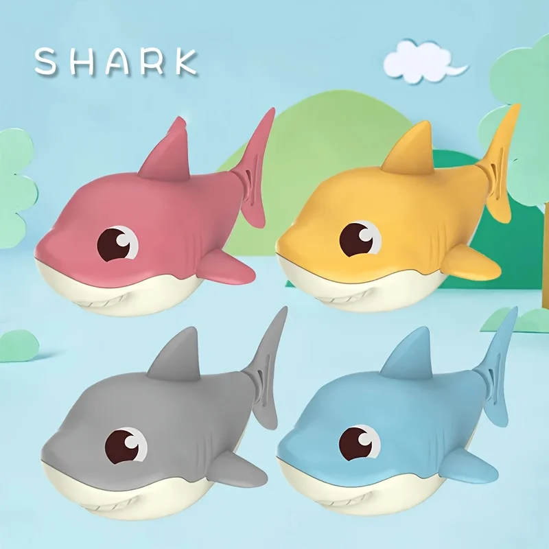 1pc Summer hot new cartoon shark baby water play toy with wind up chain, outdoor beach toy, shower toy, bath toy 1pc Summer hot new cartoon shark baby water play toy with wind up chain, outdoor beach toy, shower toy, bath toy