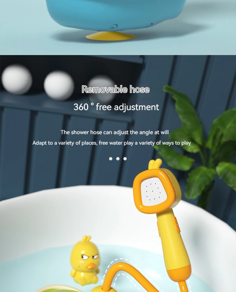 Cute Duck Bathtub Boat Toy with 3 Emotional Ducks Automatic Water Spray Toys for Toddlers, Sensory Interactive Baby Shower Gift