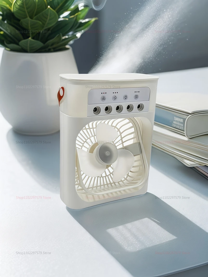 Mini USB Water Mist Fan Portable Air Cooler Humidifier 3 in 1 Air Conditioning Fan 7-Color LED Night Light Office Home Fan