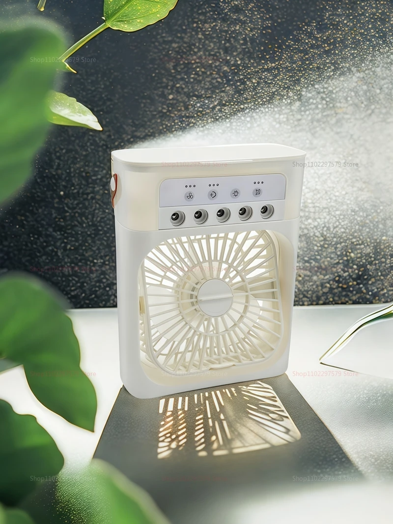 Mini USB Water Mist Fan Portable Air Cooler Humidifier 3 in 1 Air Conditioning Fan 7-Color LED Night Light Office Home Fan