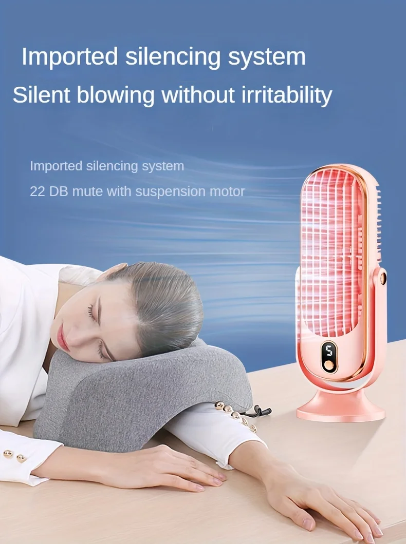 1PC, portable air conditioning fan, large battery dual electric motor, small air conditioner, 5-speed air cooling fan 720 ° surr
