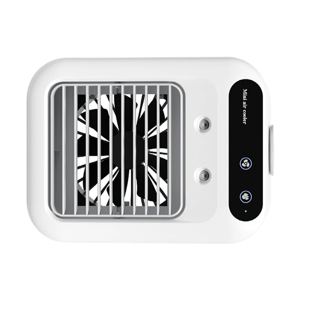 Mini Portable Air Cooler 2-Speed 1800mAh Cold Airconditioner Fan 500ml Water Tank Humidifying Spray Fan for Home Office Dorm Car