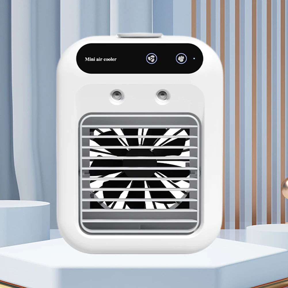Mini Portable Air Cooler 2-Speed 1800mAh Cold Airconditioner Fan 500ml Water Tank Humidifying Spray Fan for Home Office Dorm Car