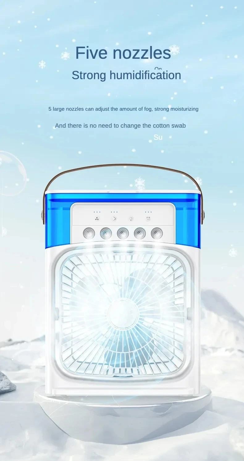 Portable Humidifier Fan AIr Conditioner Household Small Air Cooler Hydrocooling Portable Air Adjustment For Office 3 Speed Fan