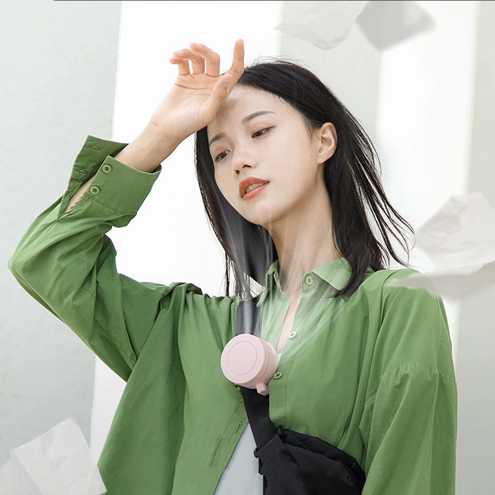 Hanging Neck Waist Fan Portable Bladeless Hanging Fan USB Charging Mini Air Conditioning Fan 900mAh for Outdoor Home Working