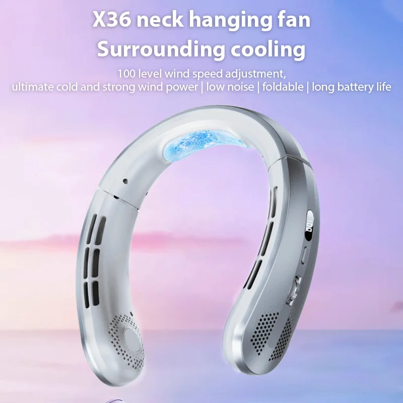 3000mAh Hanging Neck Fan Portable Bladeless Mini USB Rechargeable Mute LED Digital Display Electric Fan Summer Air Cooler ﻿ 2025