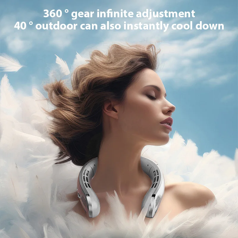 3000mAh Hanging Neck Fan Portable Bladeless Mini USB Rechargeable Mute LED Digital Display Electric Fan Summer Air Cooler ﻿ 2025